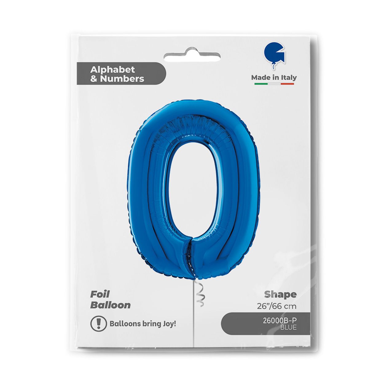 Number 0 Metallic Blue Foil Balloon 26"