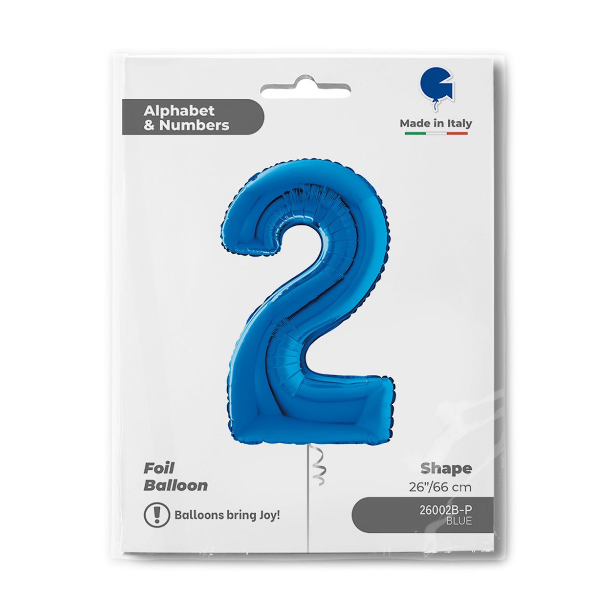 Number 2 Metallic Blue Foil Balloon 26"