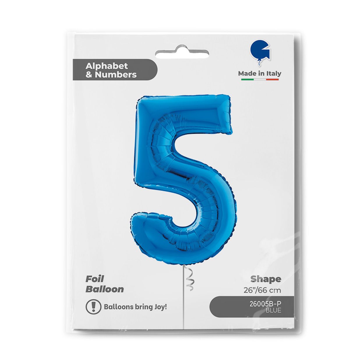 Number 5 Metallic Blue Foil Balloon 26"