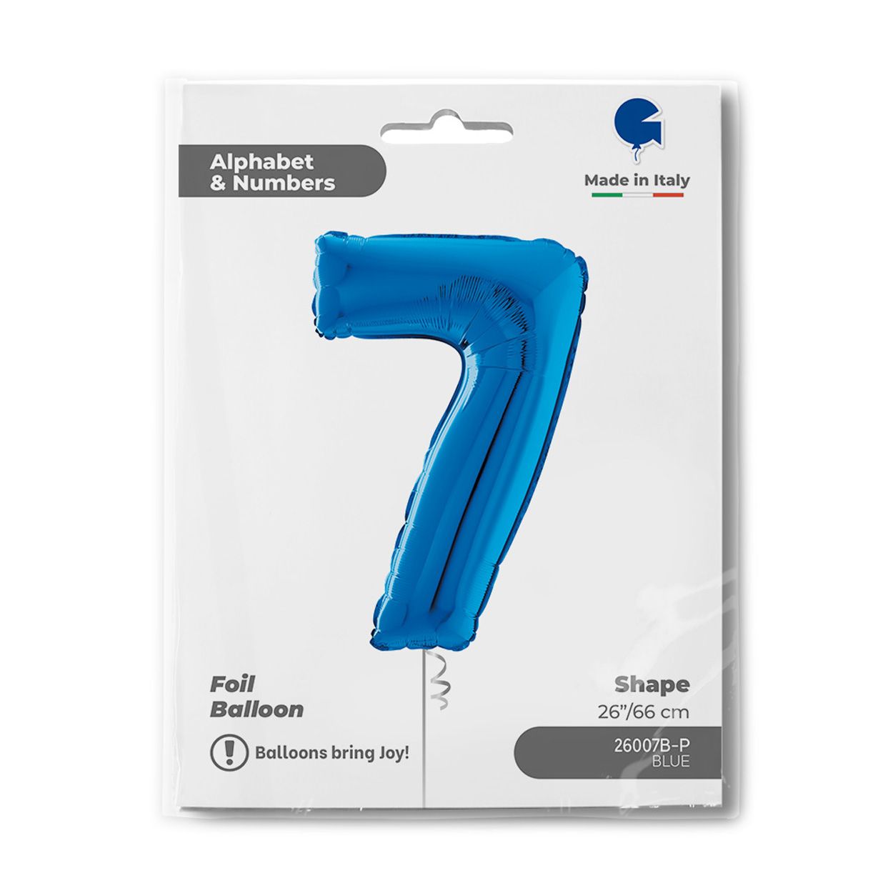 Number 7 Metallic Blue Foil Balloon 26"