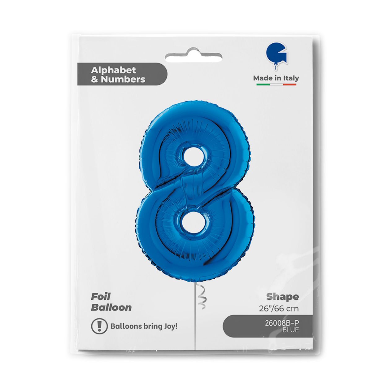 Number 8 Metallic Blue Foil Balloon 26"