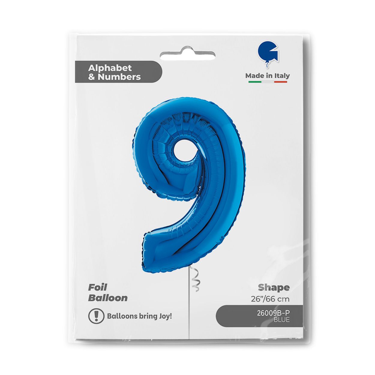 Number 9 Metallic Blue Foil Balloon 26"