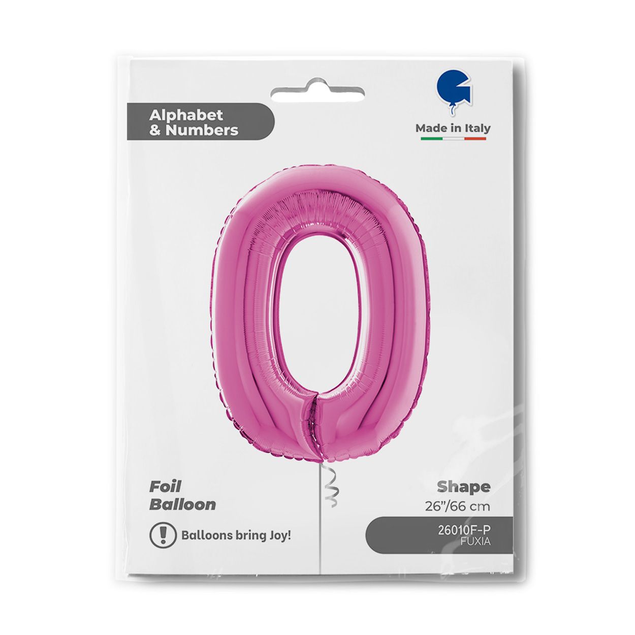 Number 0 Metallic Pink Foil Balloon 26"