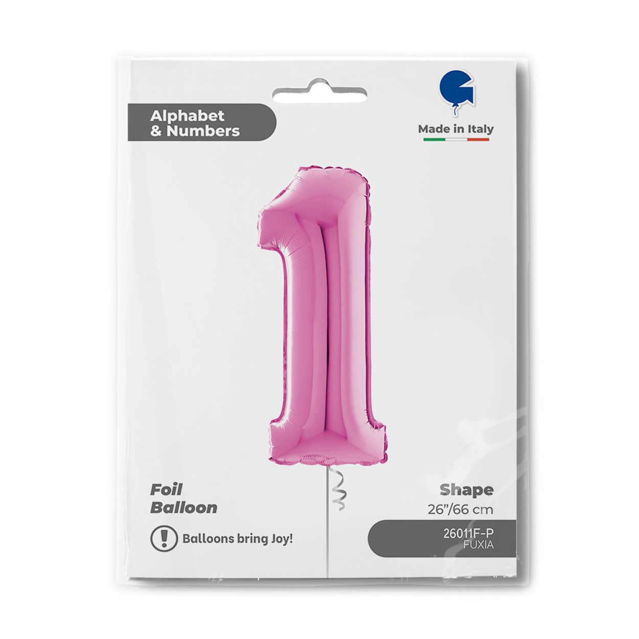 Number 1 Metallic Pink Foil Balloon 26"