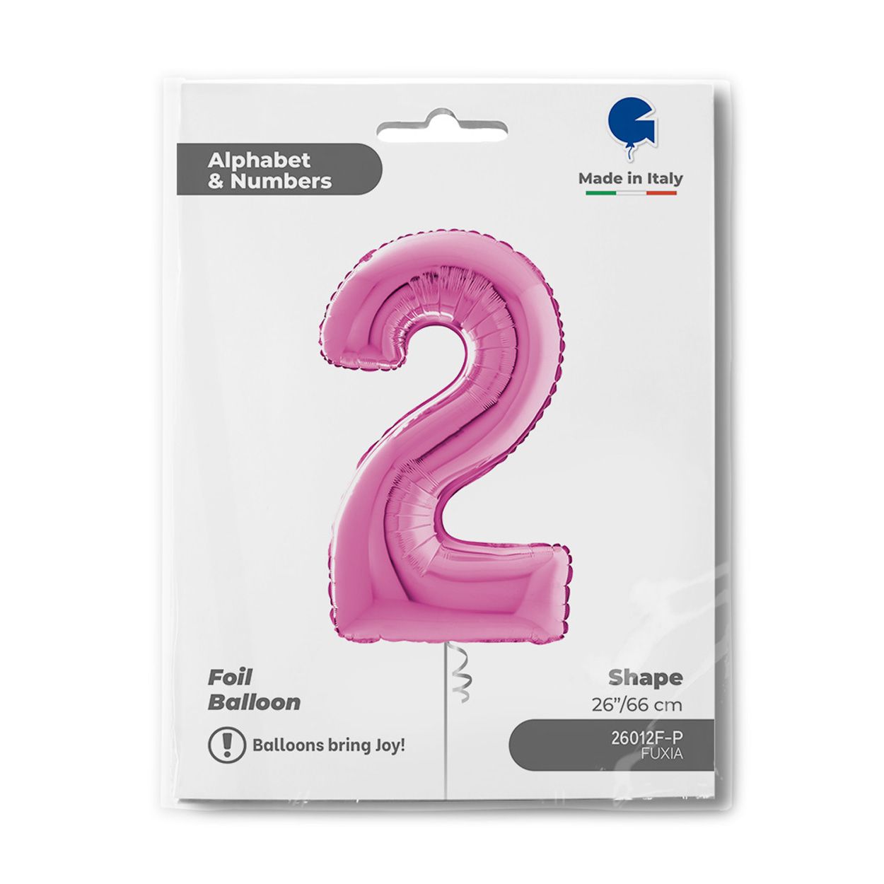 Number 2 Metallic Pink Foil Balloon 26"