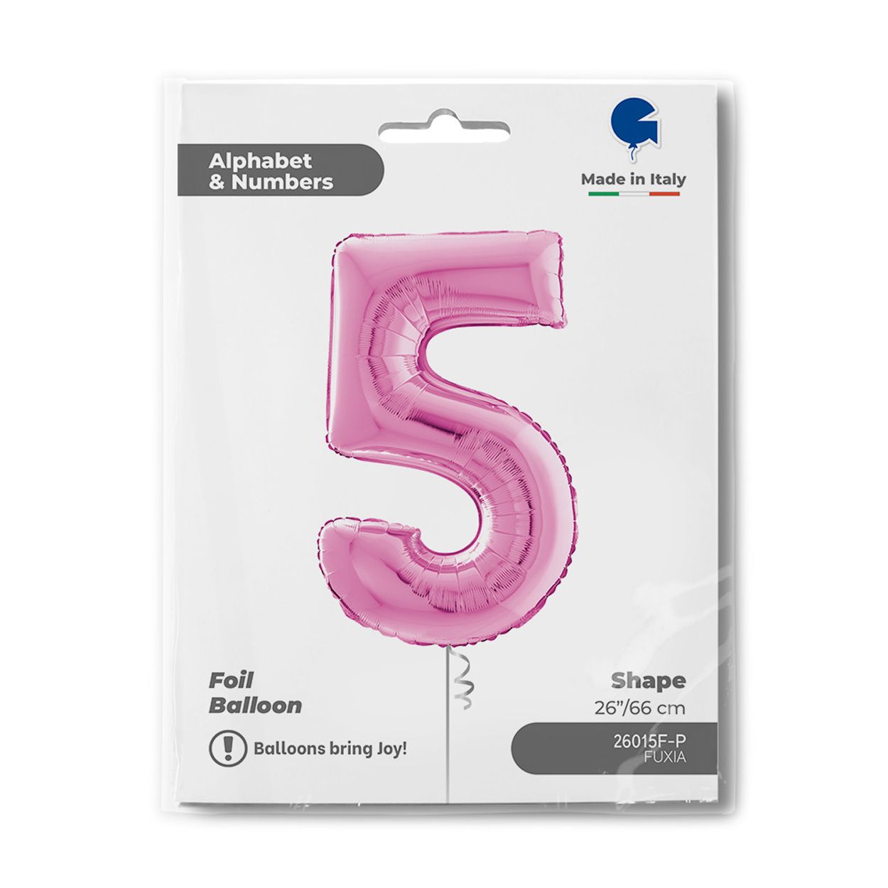 Number 5 Metallic Pink Foil Balloon 26"