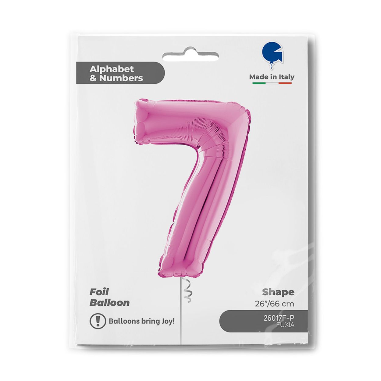 Number 7 Metallic Pink Foil Balloon 26"