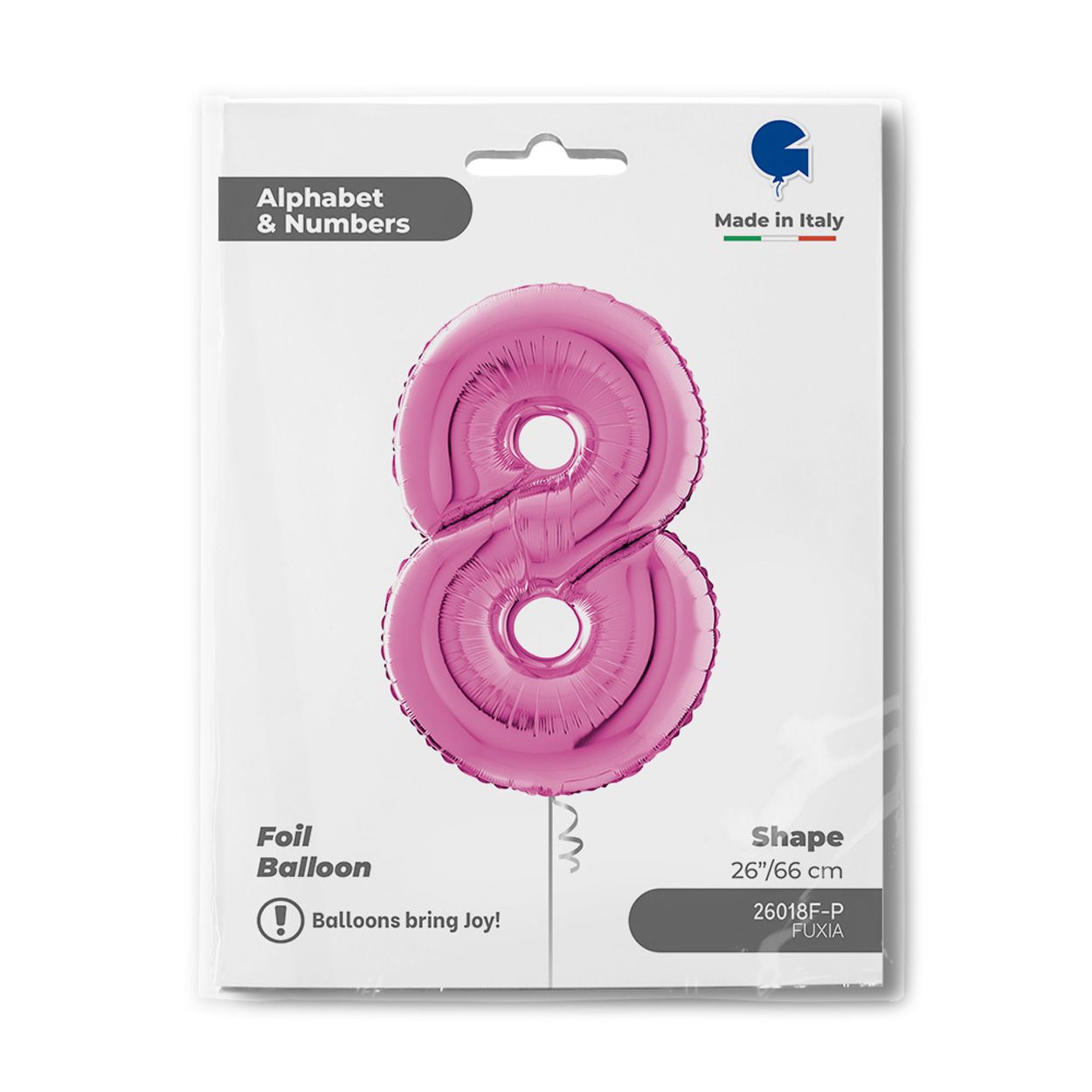 Number 8 Metallic Pink Foil Balloon 26"