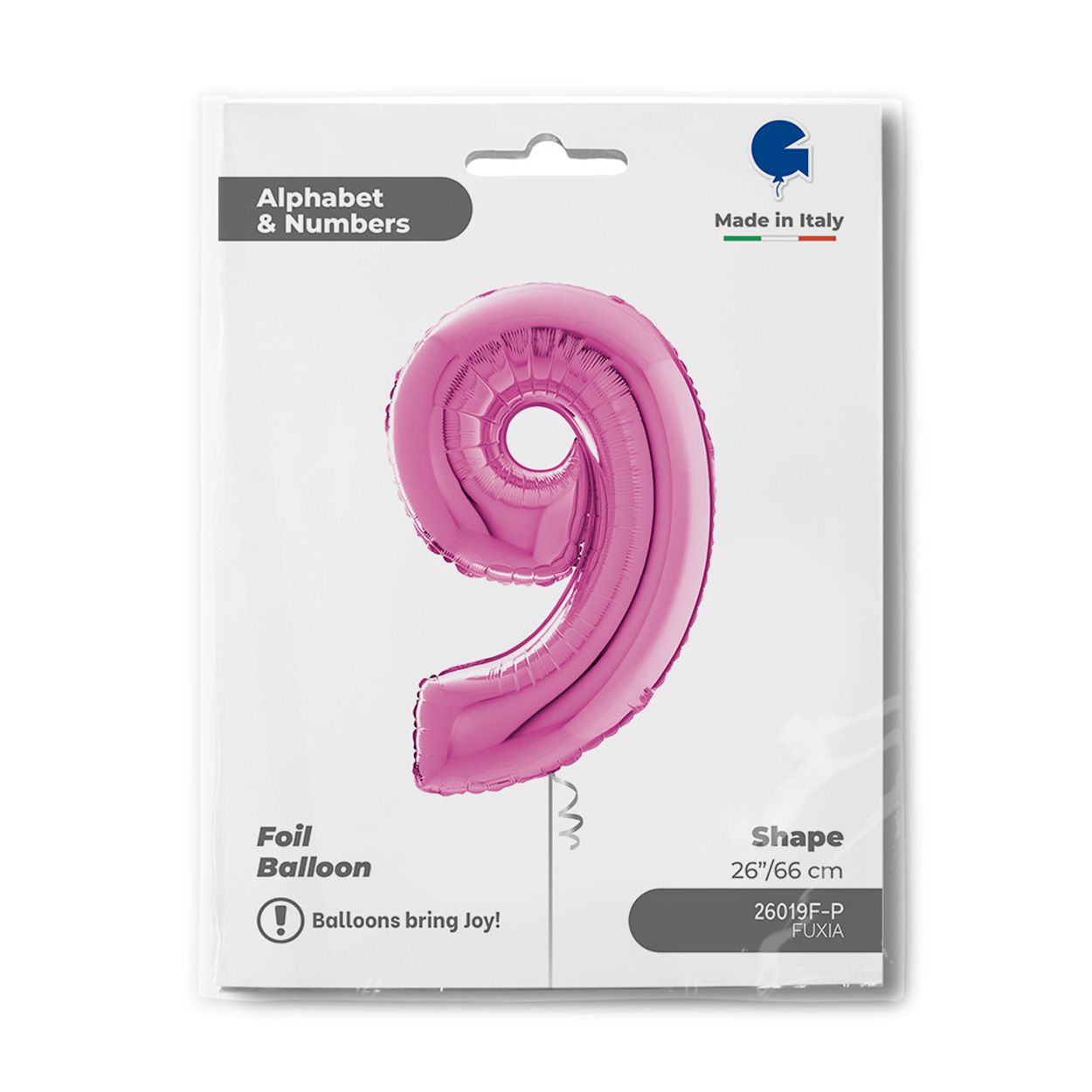 Number 9 Metallic Pink Foil Balloon 26"