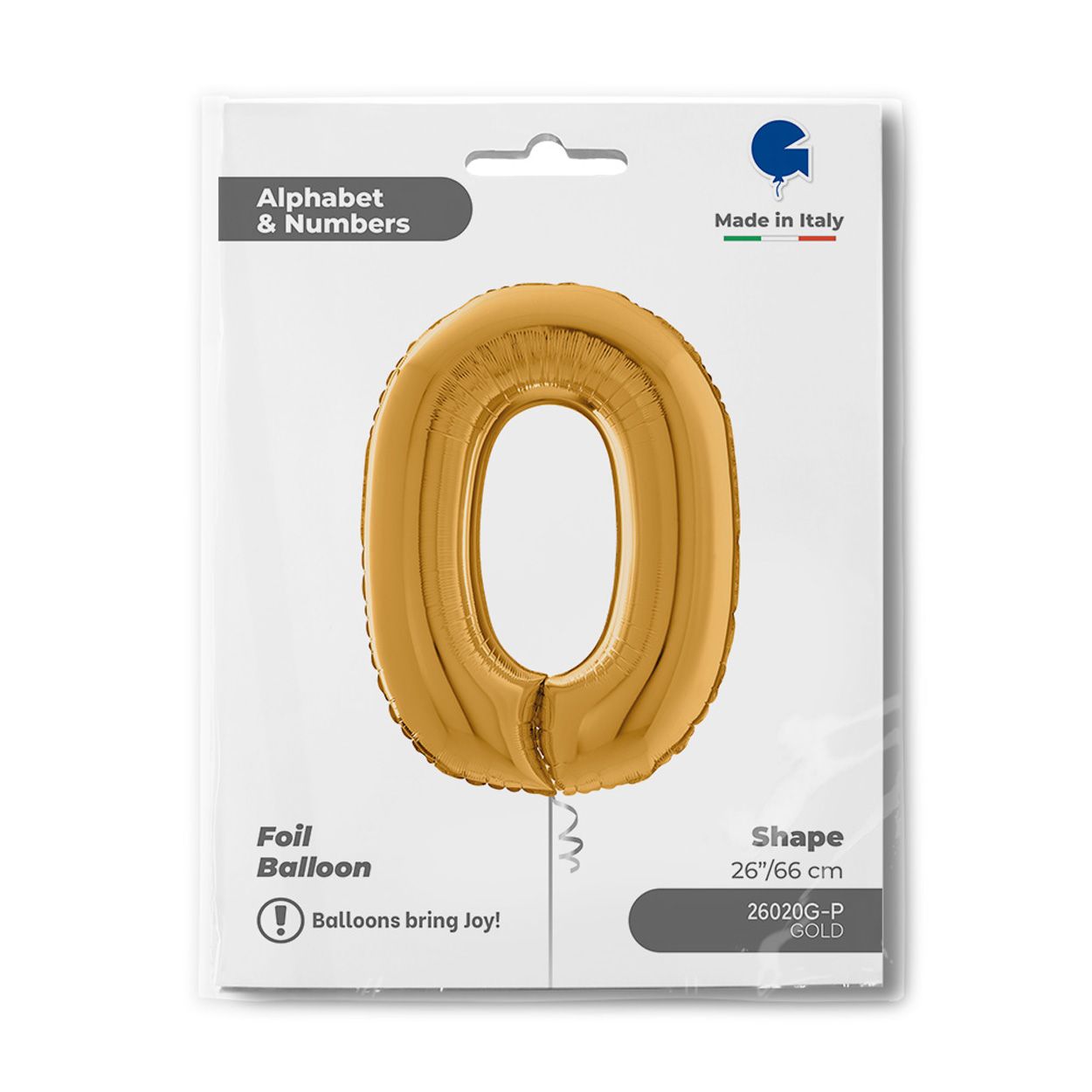 Number 0 Gold Foil Balloon 26"