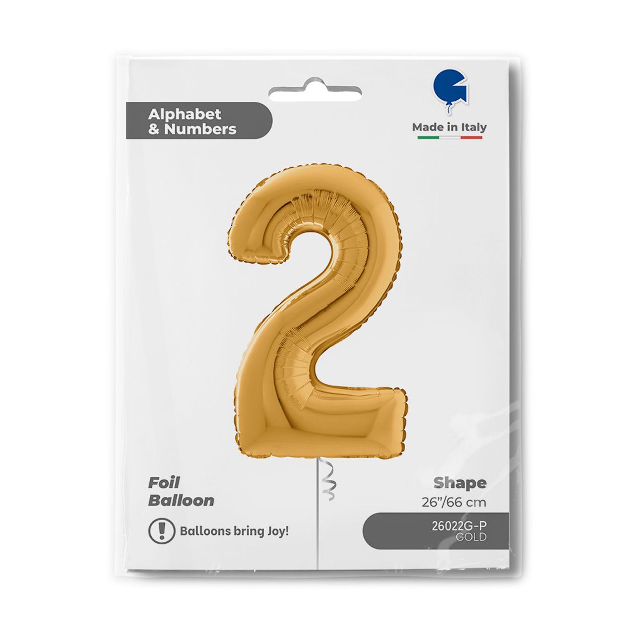 Number 2 Gold Foil Balloon 26"