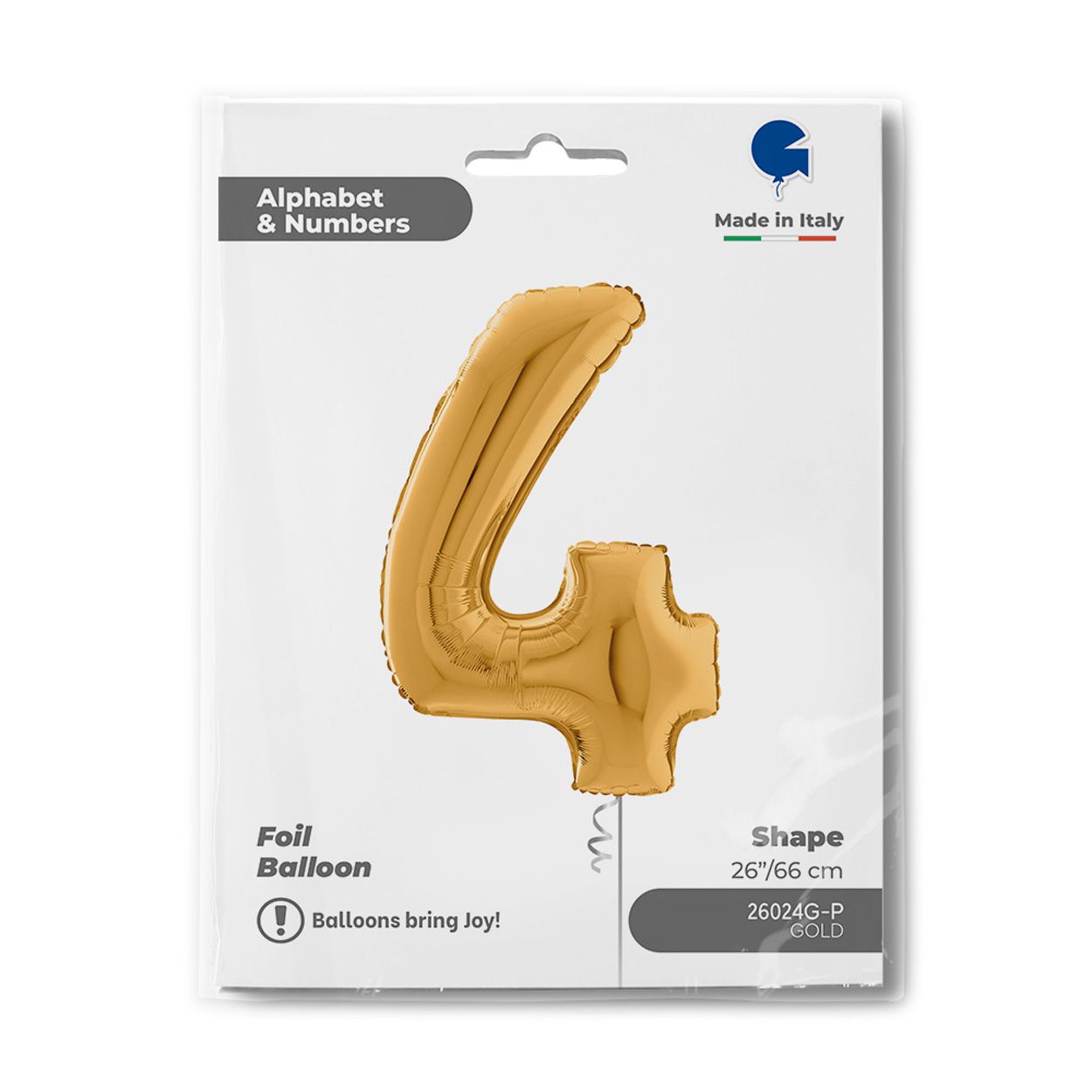 Number 4 Gold Foil Balloon 26"