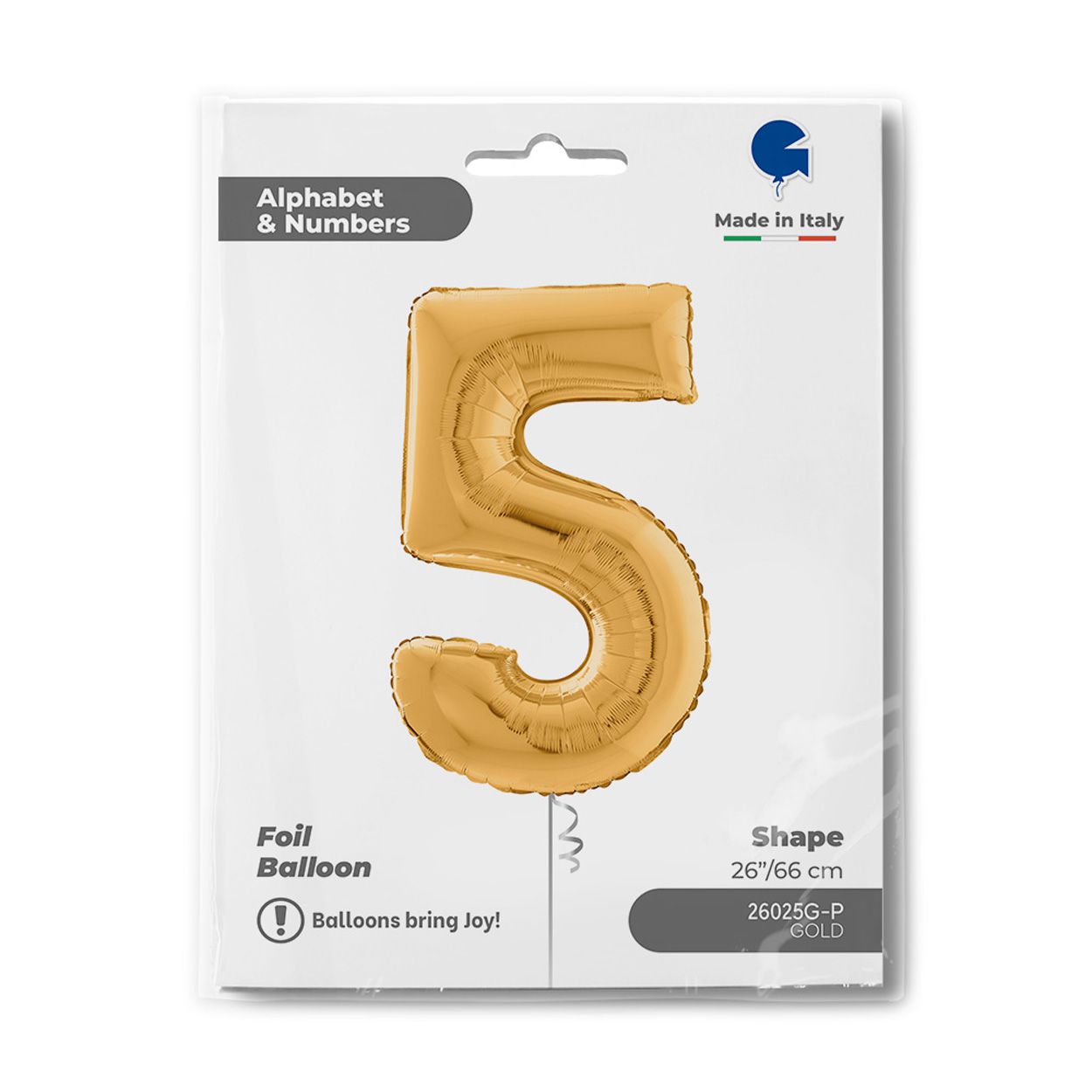 Number 5 Gold Foil Balloon 26"