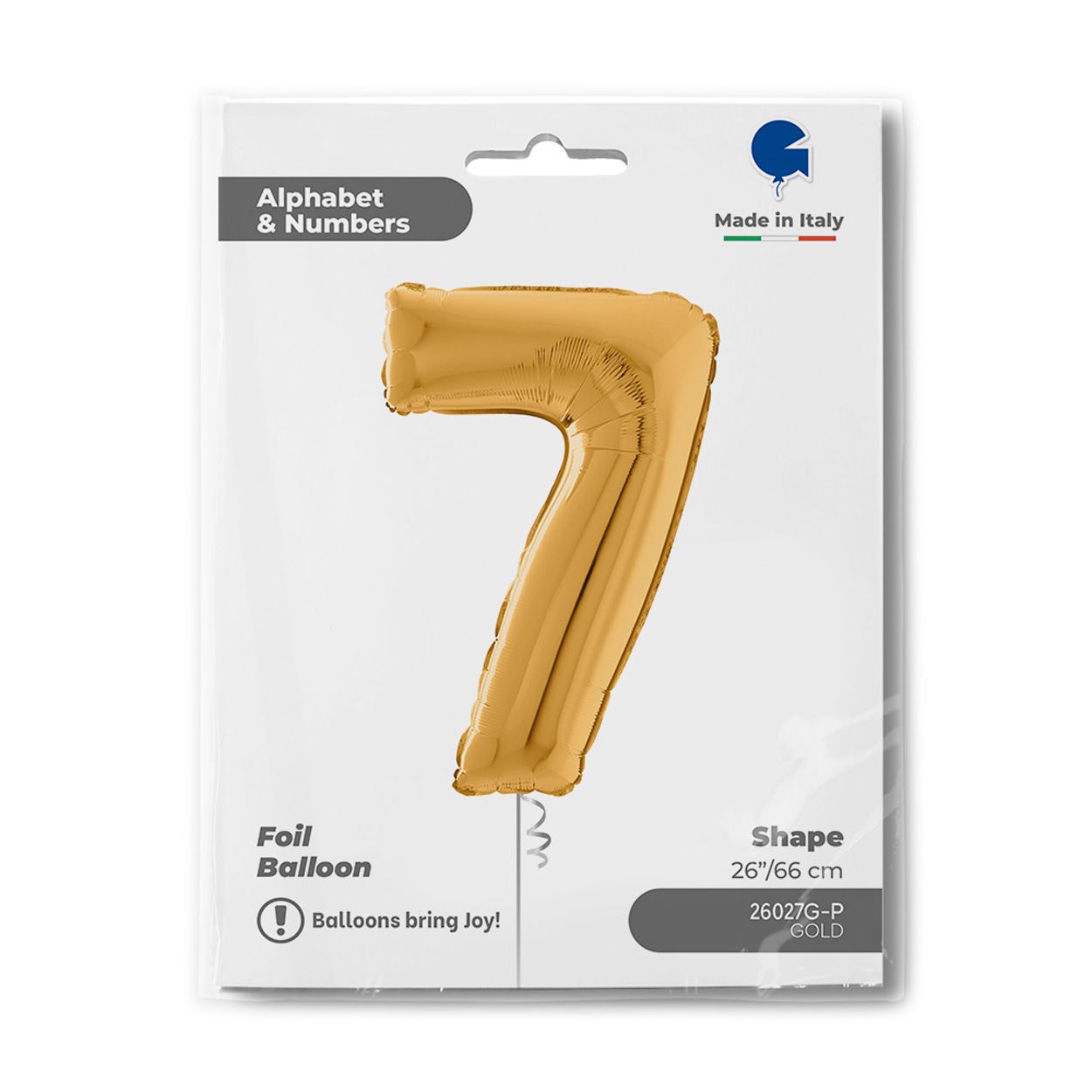 Number 7 Gold Foil Balloon 26"
