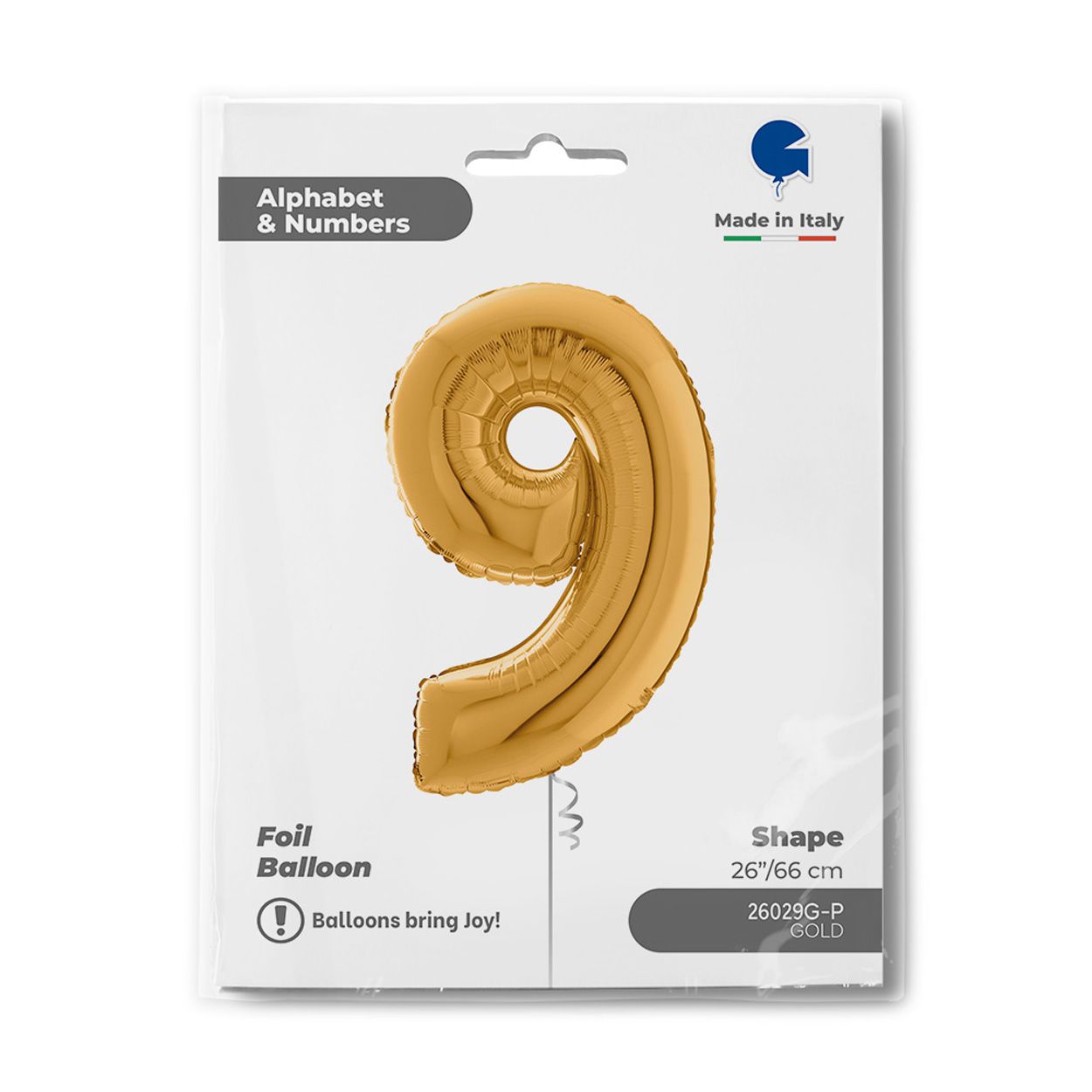 Number 9 Gold Foil Balloon 26"