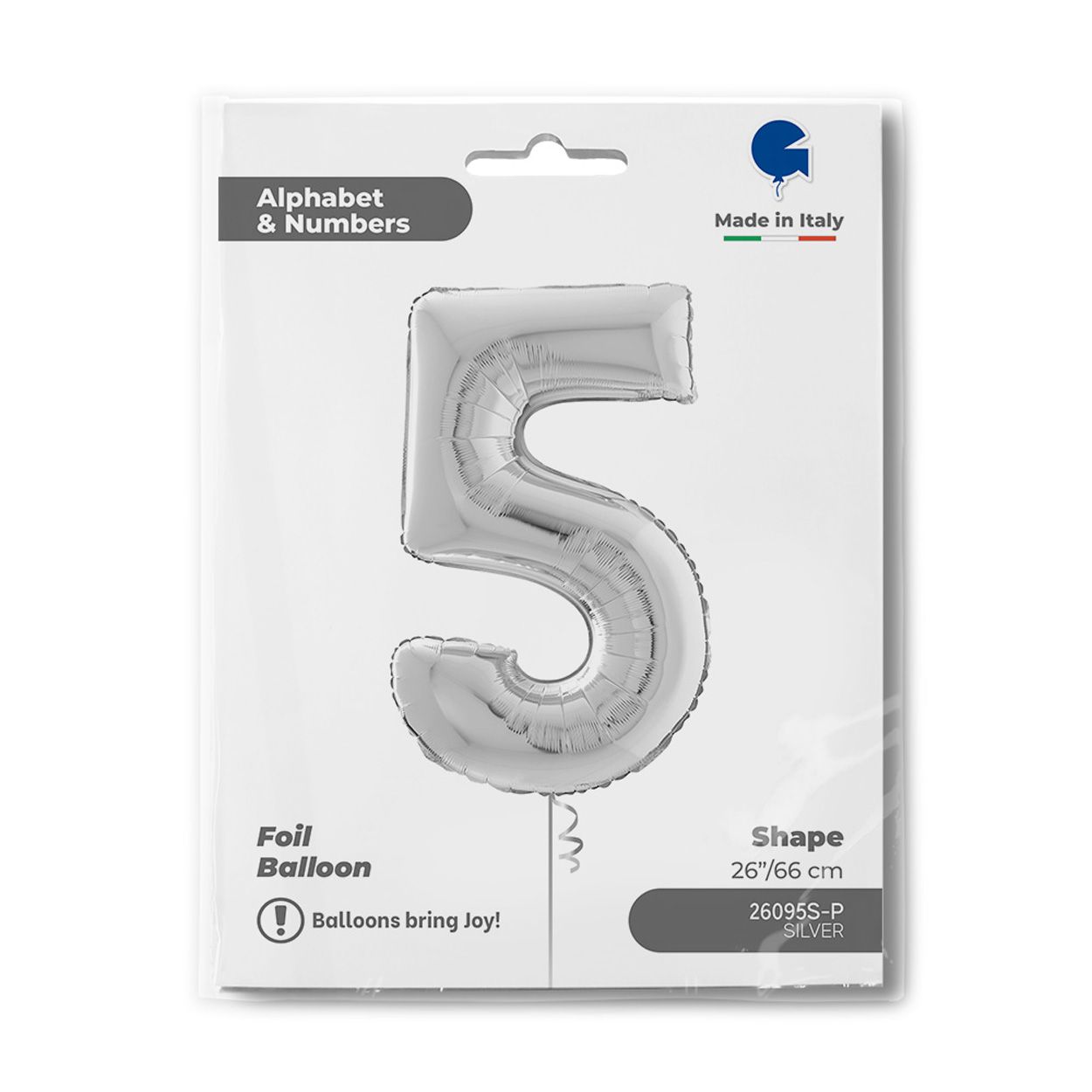 Number 5 Silver Foil Balloon 26"