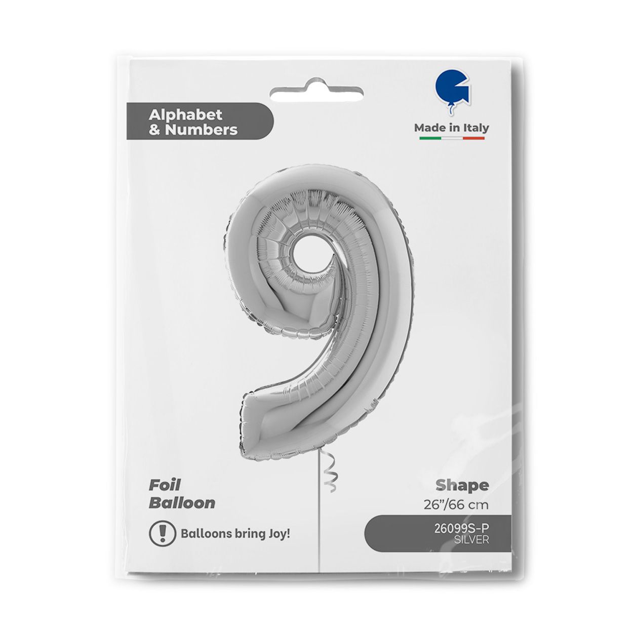 Number 9 Silver Foil Balloon 26"