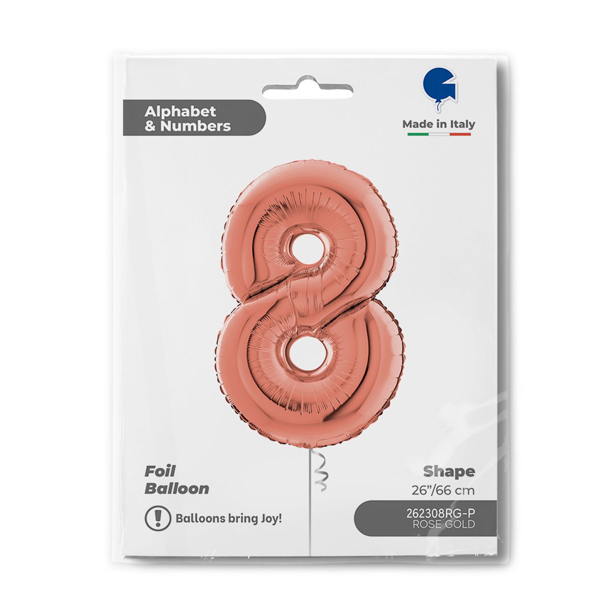 Number 8 Rose Gold Foil Balloon 26"