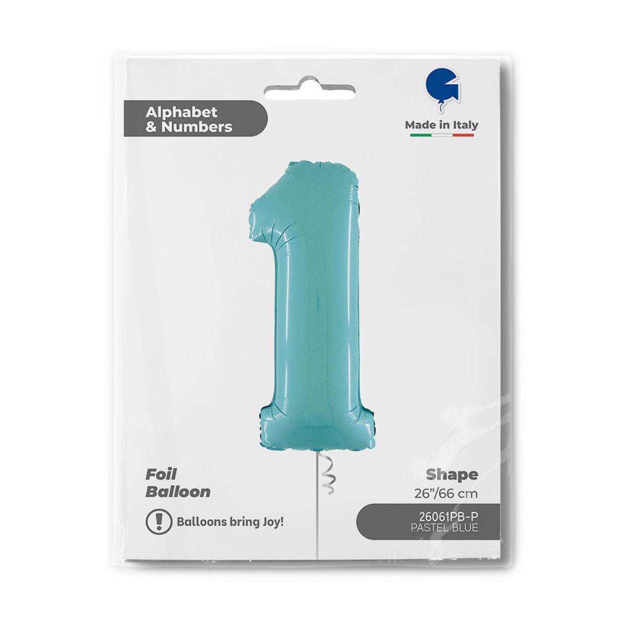 Number 1 Pastel Blue Foil Balloon 26"