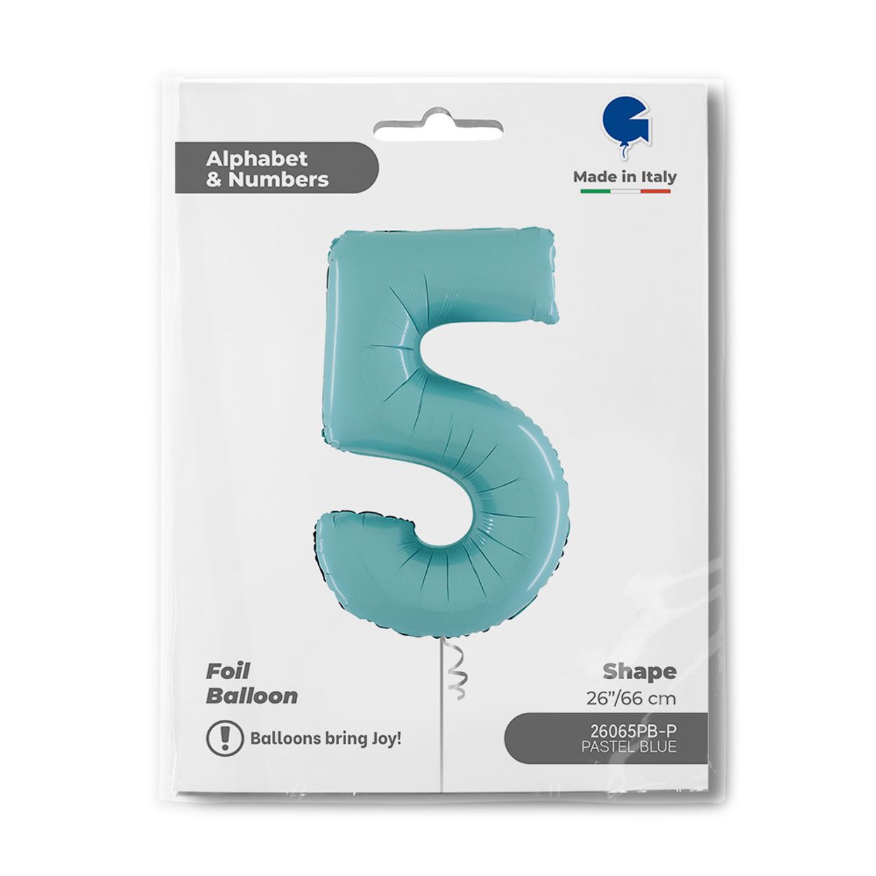 Number 5 Pastel Blue Foil Balloon 26"