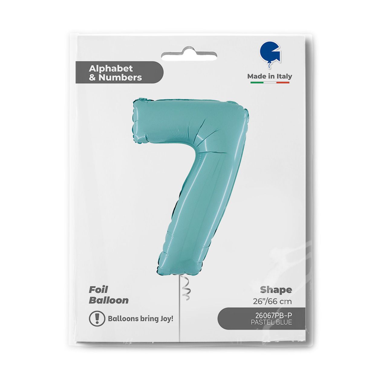 Number 7 Pastel Blue Foil Balloon 26"