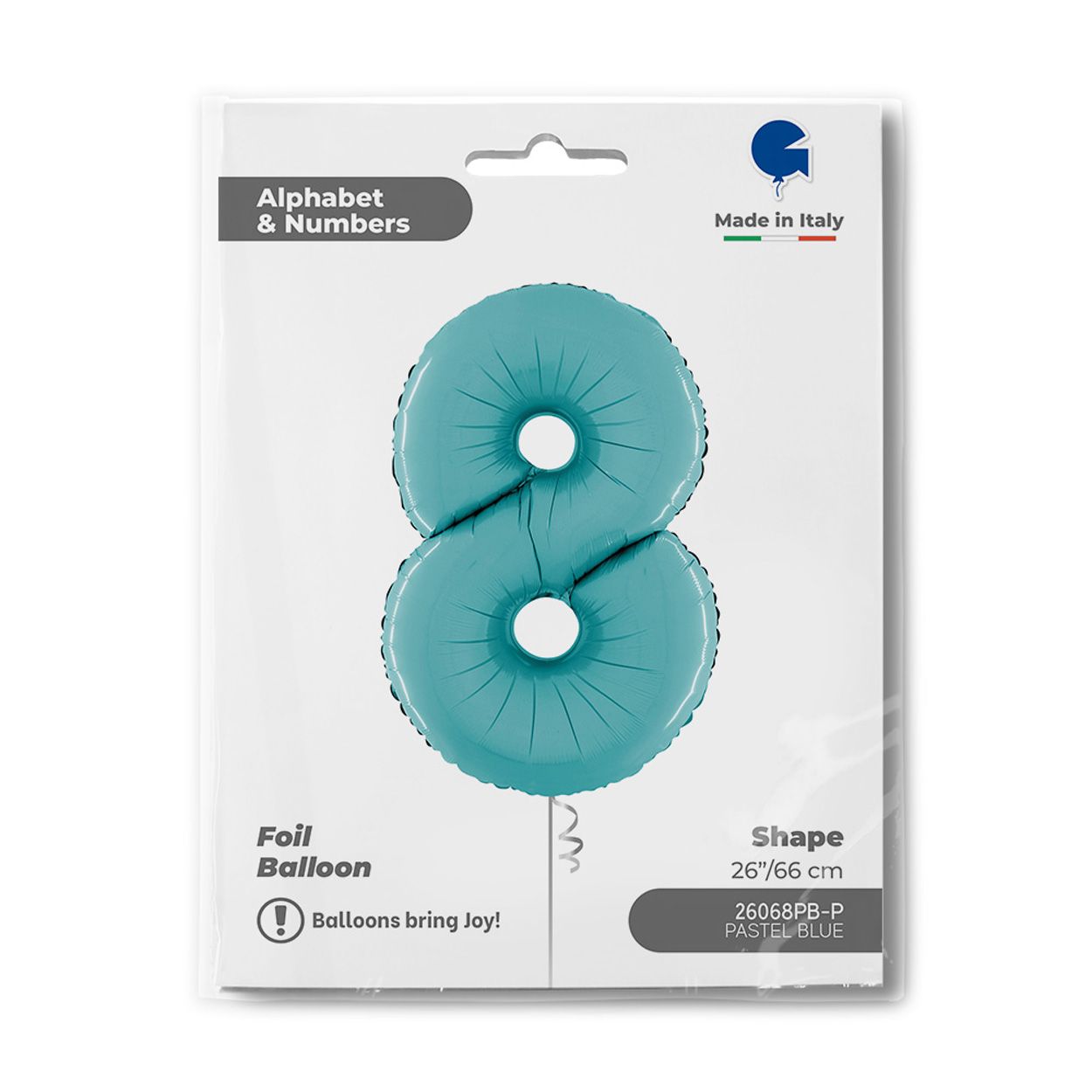 Number 8 Pastel Blue Foil Balloon 26"