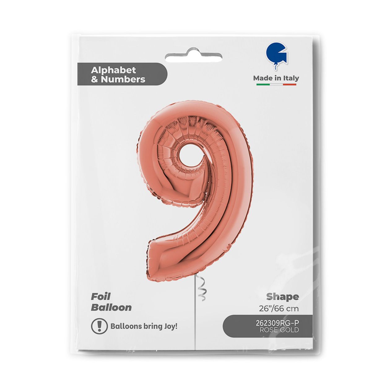 Number 9 Rose Gold Foil Balloon 26"
