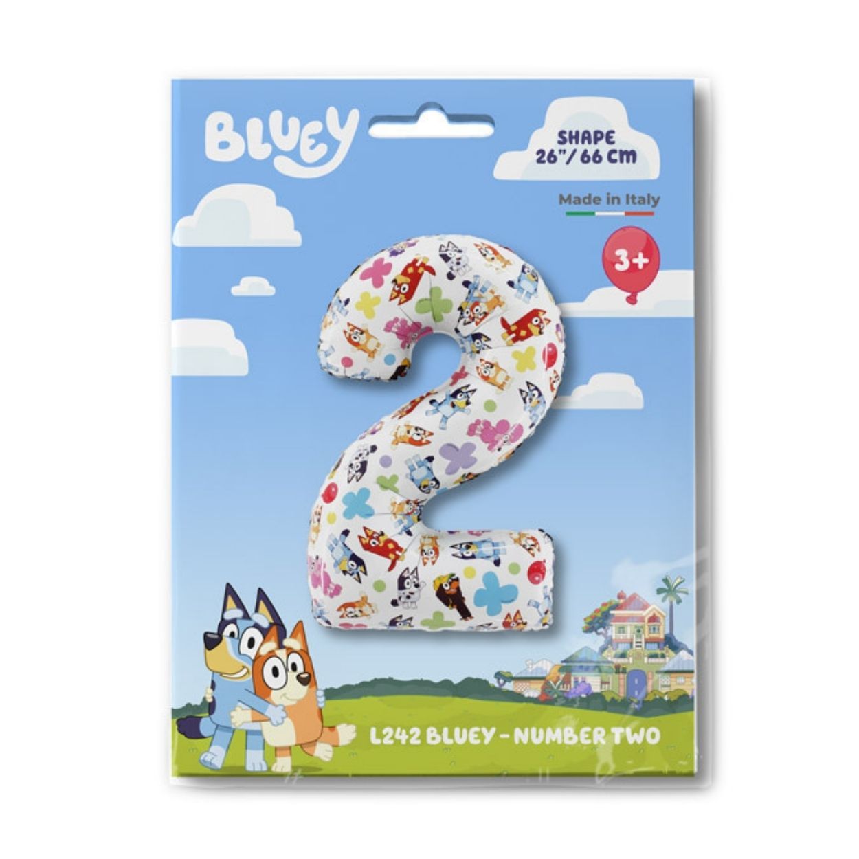 Bluey Number 2 Foil Balloon 26"