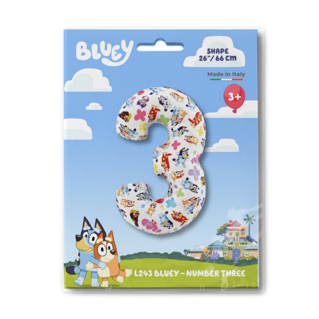 Bluey Number 3 Foil Balloon 26"