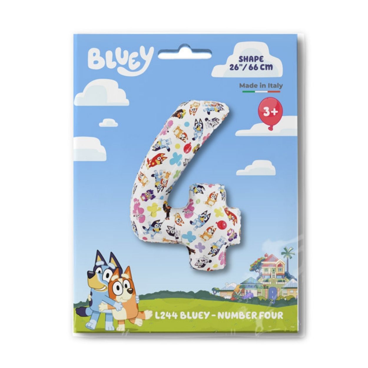 Bluey Number 4 Foil Balloon 26"