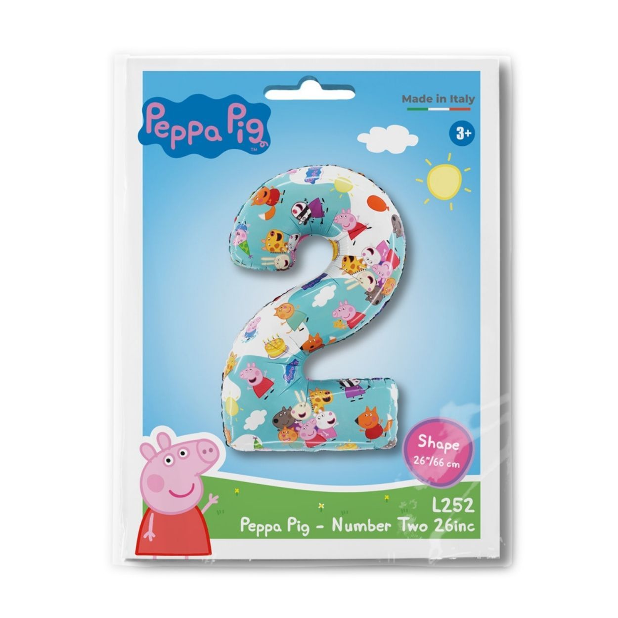 Peppa Pig Number 2 Foil Balloon 26"