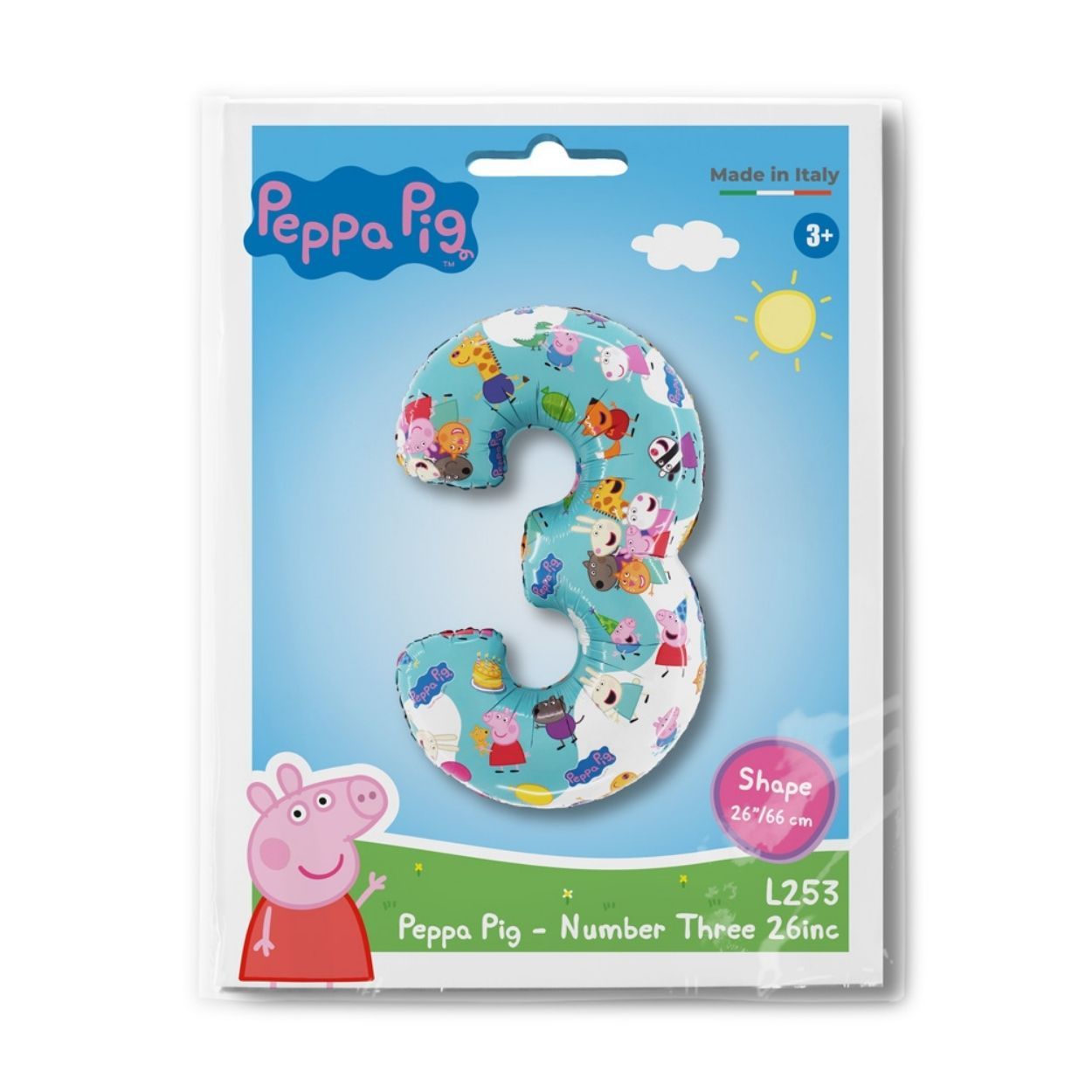 Peppa Pig Number 3 Foil Balloon 26"
