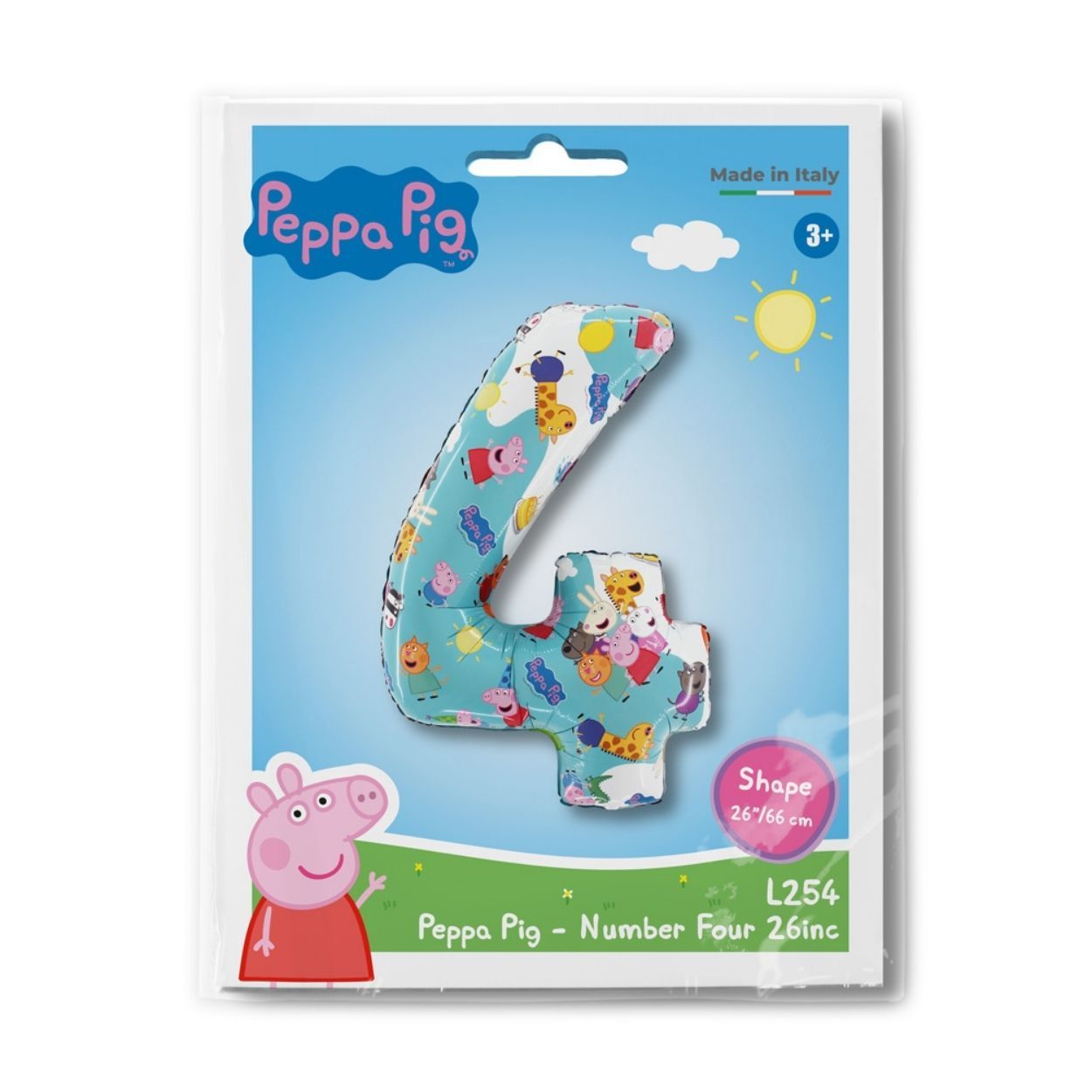 Peppa Pig Number 4 Foil Balloon 26"