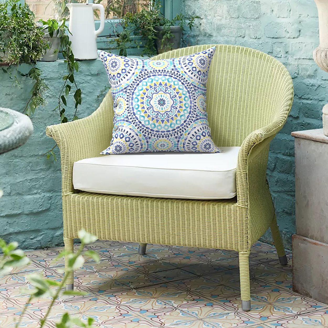 Blue Mosaic Pattern Cushion