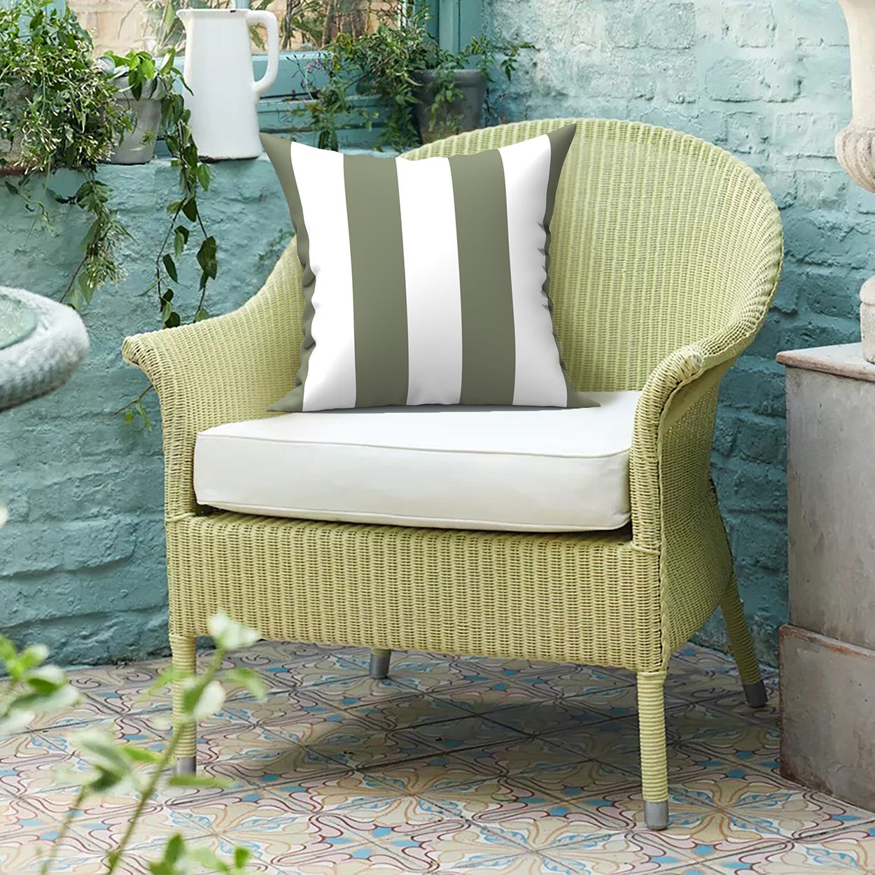 Khaki Stripe Pattern Cushion