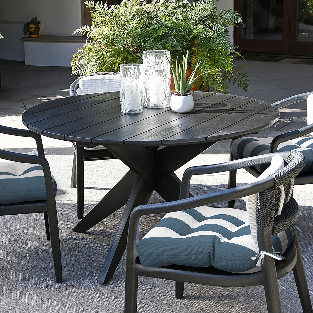 Blue Stripe Pattern Seat Cushion