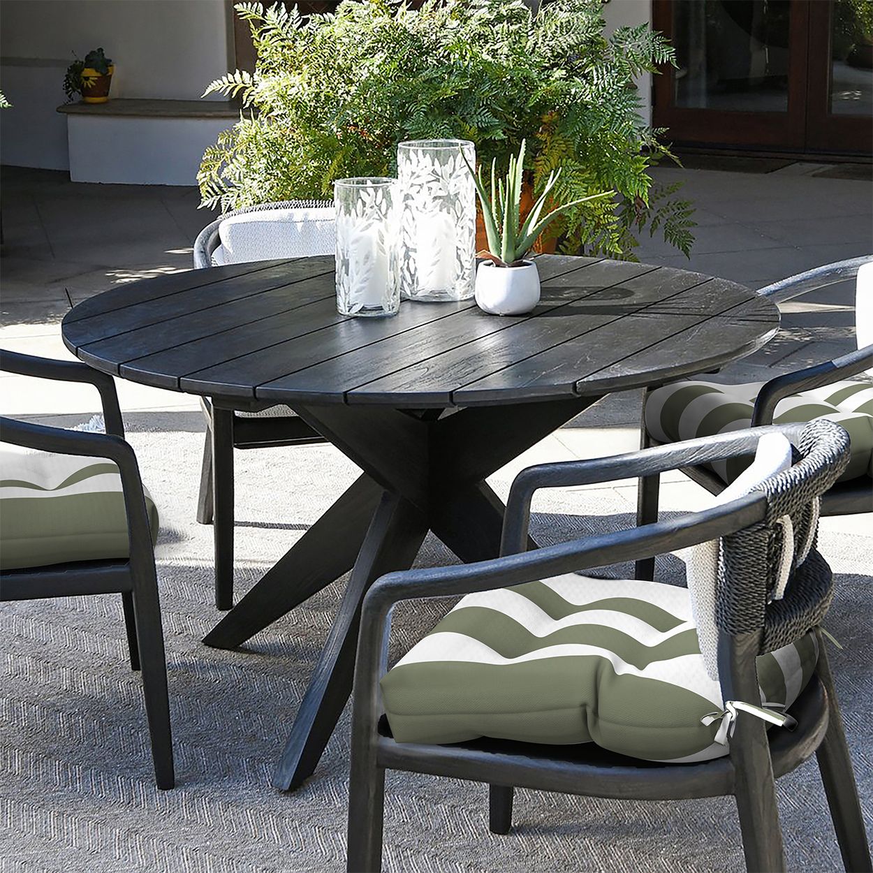 Khaki Stripe Pattern Seat Cushion