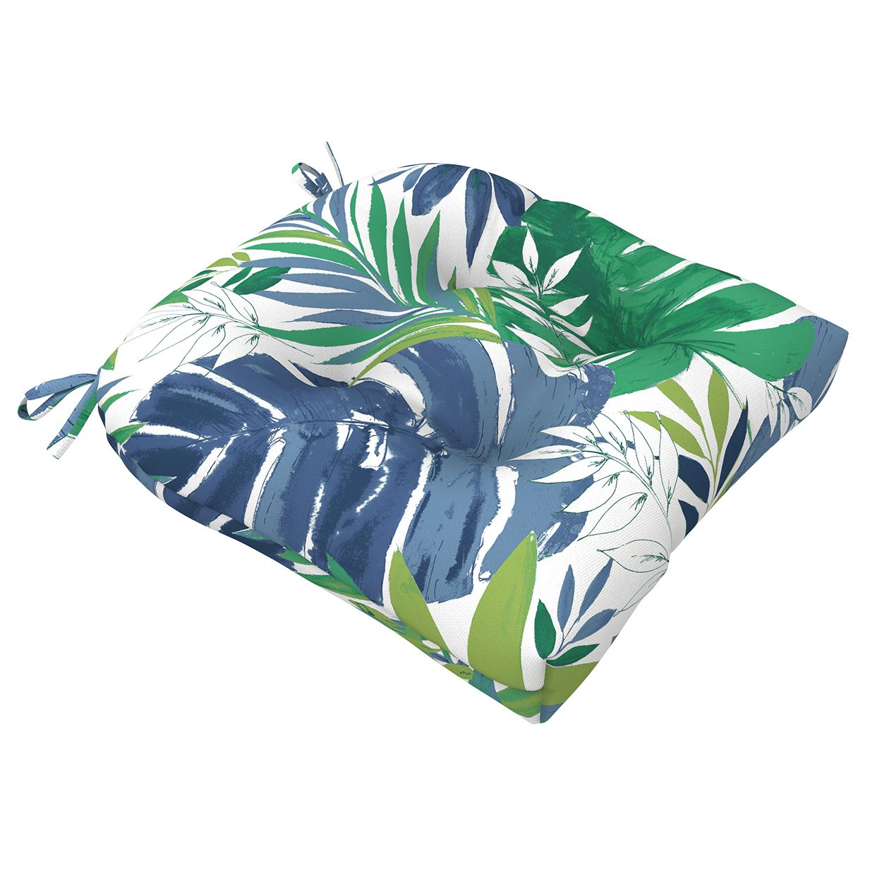 Blue & Green Leaf Pattern Seat Cushion