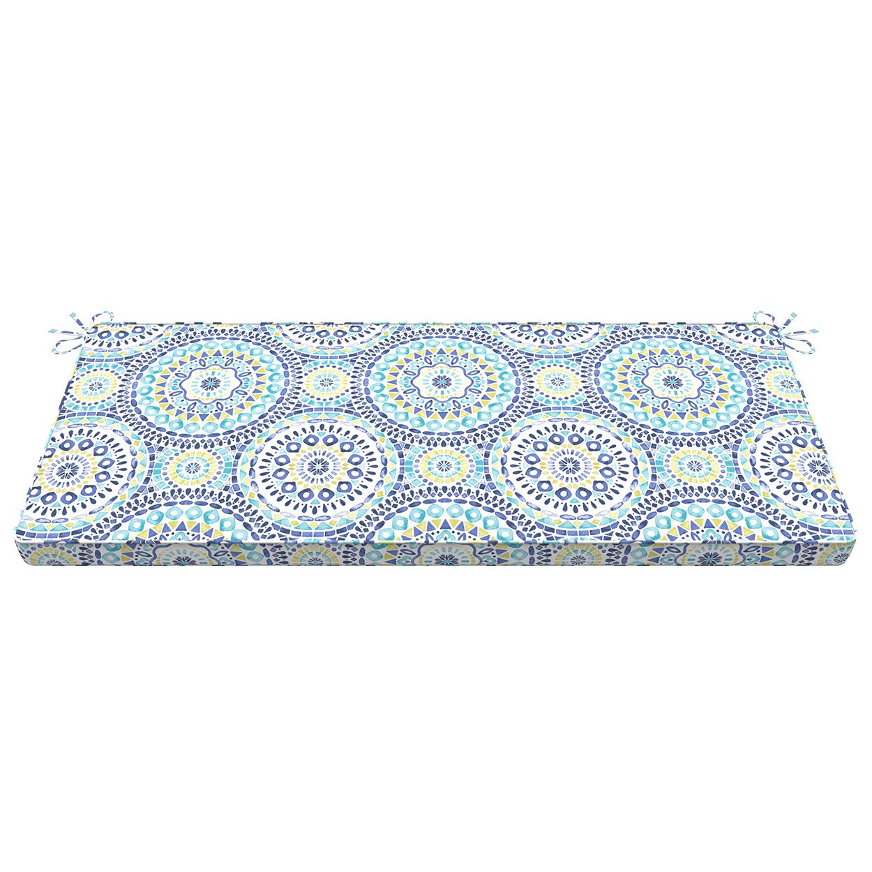 Blue Mosaic Pattern Bench Cushion