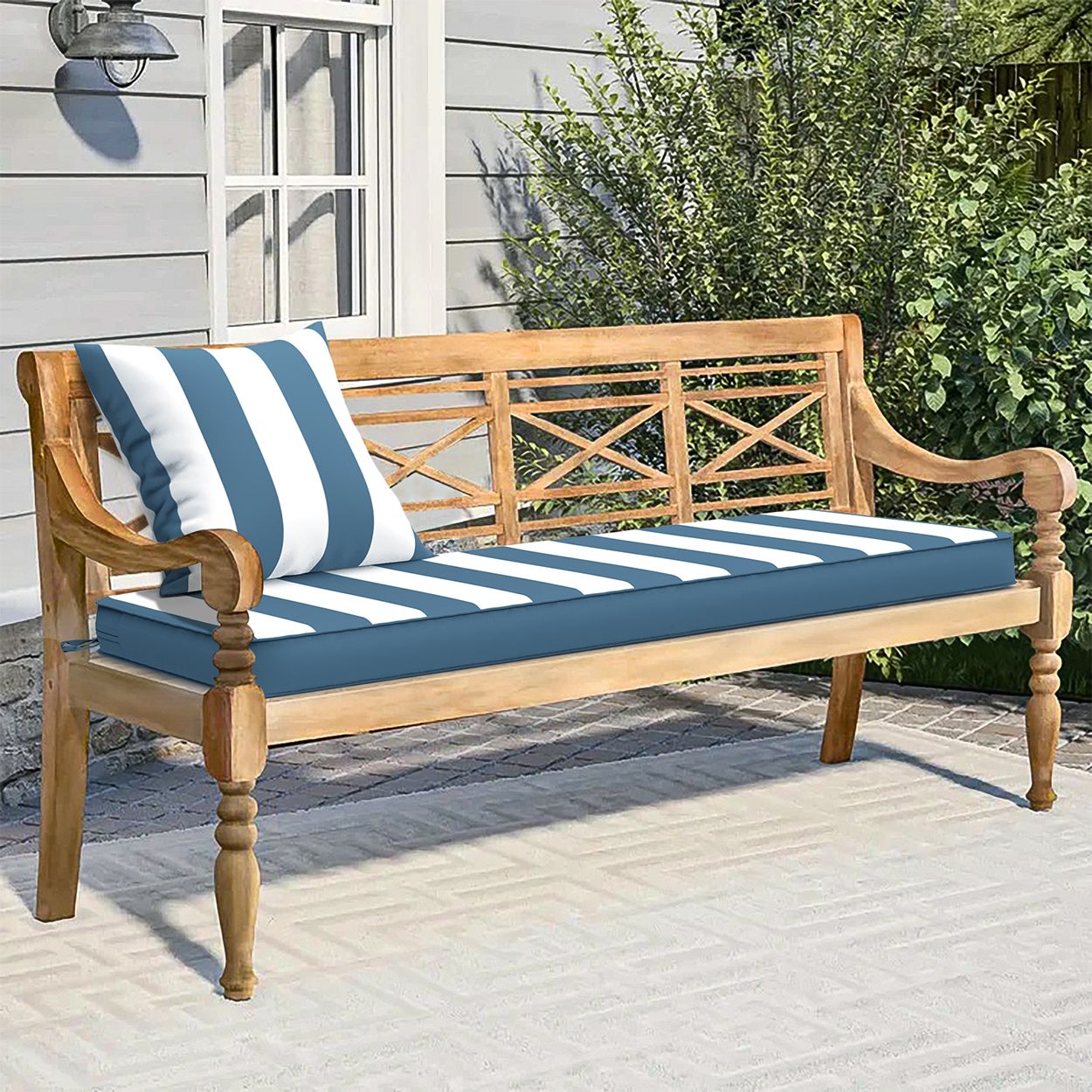Blue Stripe Pattern Bench Cushion