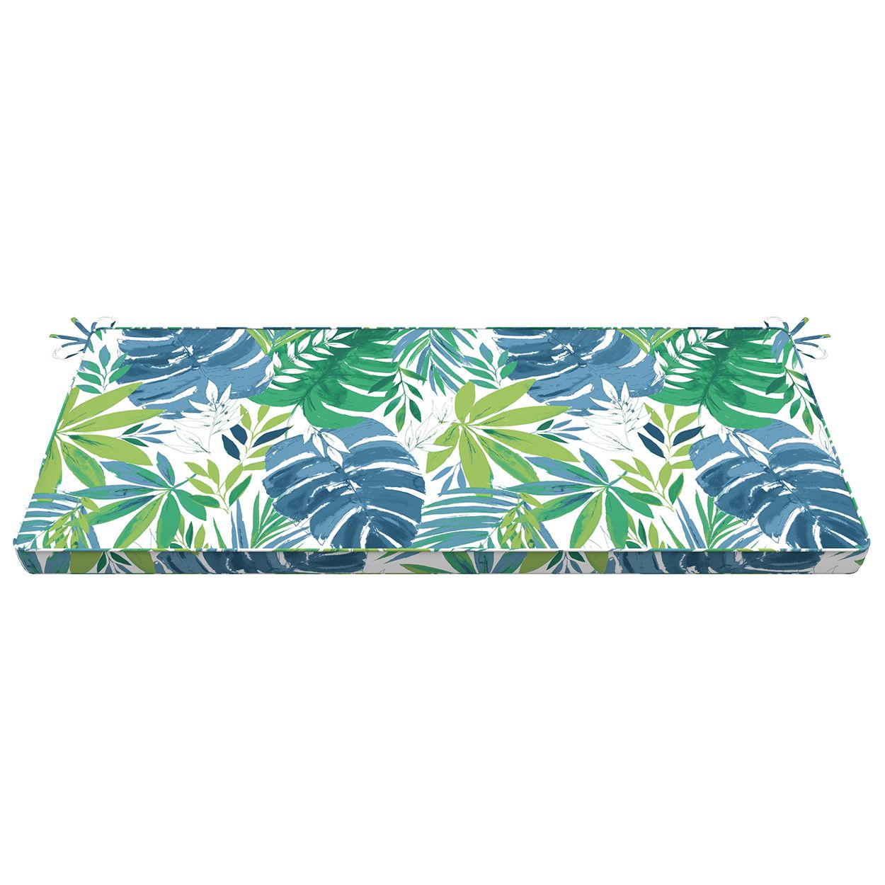 Blue Leaf Pattern Bench Cushion
