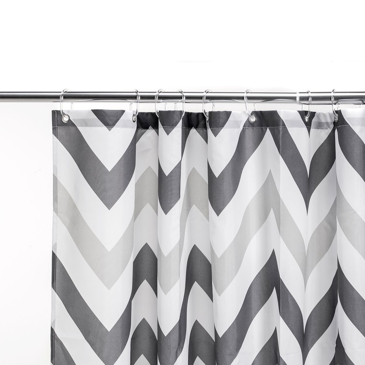 Croydex Charcoal, White & Grey Chevron Curtain