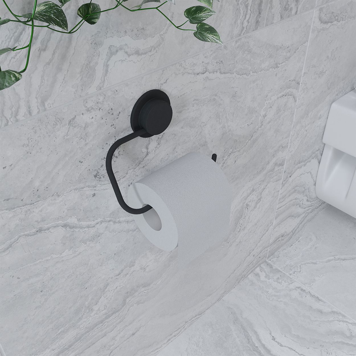 Croydex Stick 'n' Lock Toilet Roll Holder Matt Black