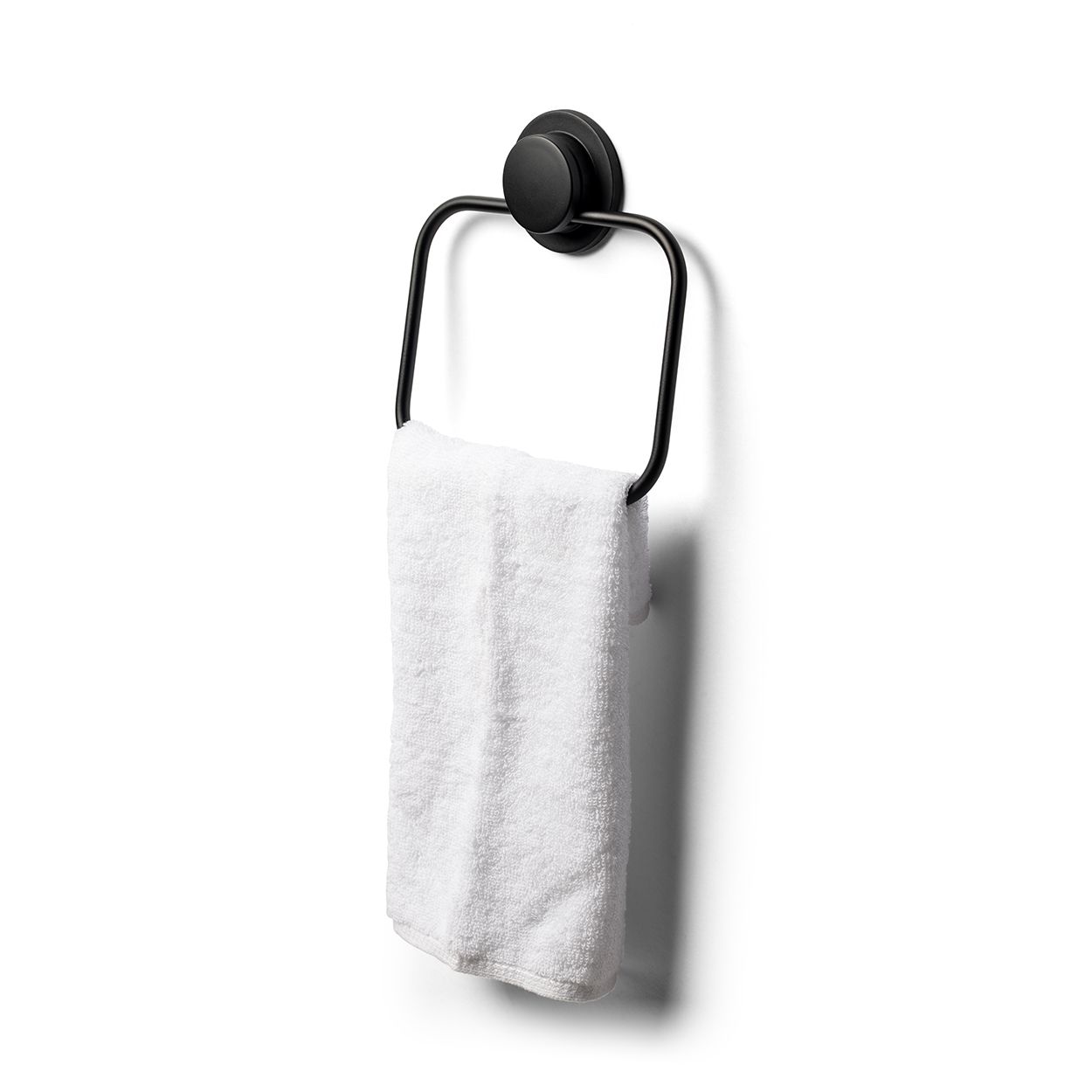 Croydex Stick 'n' Lock Towel Ring Matt Black