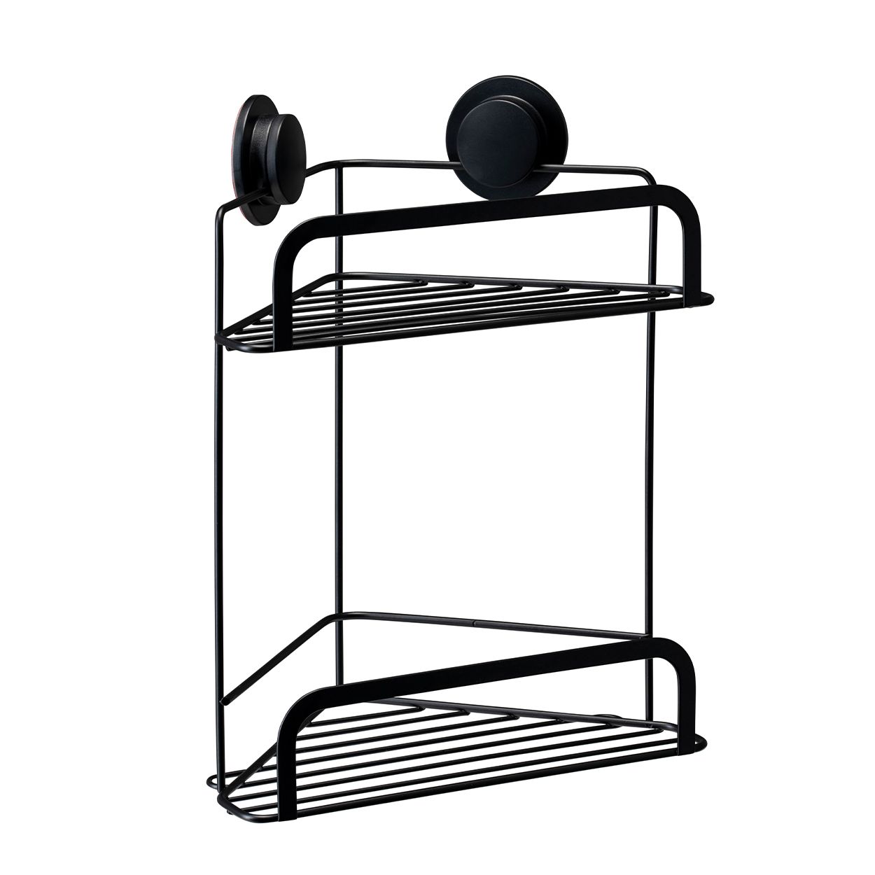 Croydex Stick 'n' Lock 2 Tier Corner Basket Matt Black