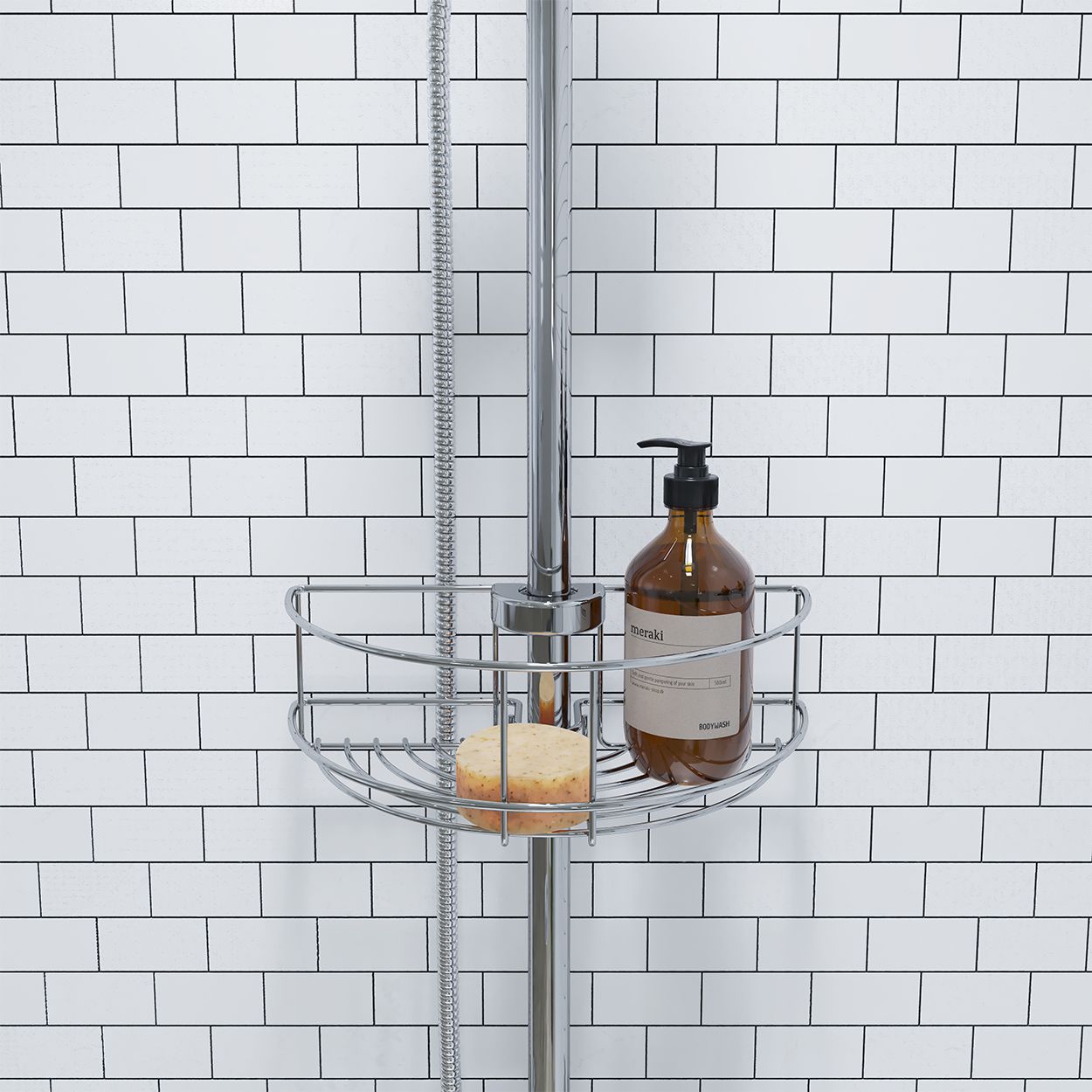 Croydex Easy Fit Shower Riser Rail Basket Chrome