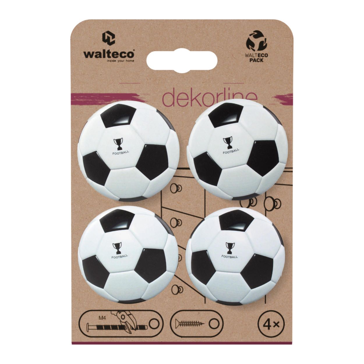 Plastic Football Furniture Knobs Football 4 Pack