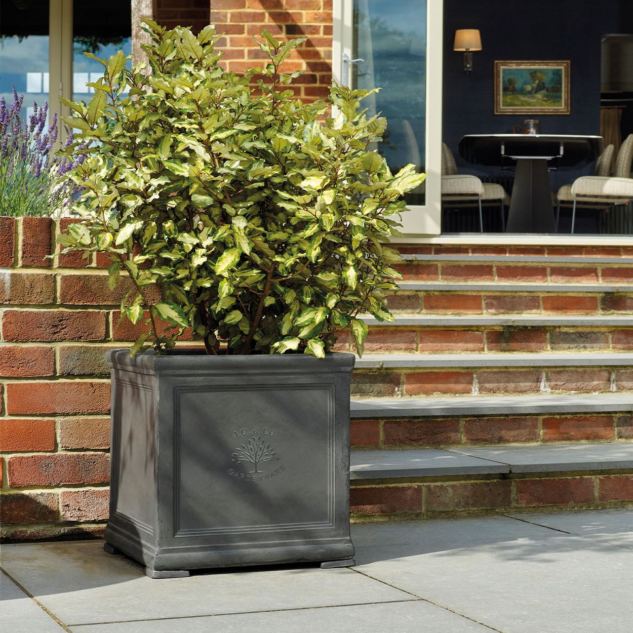 JC & Co Lead Cube Pot 38cm