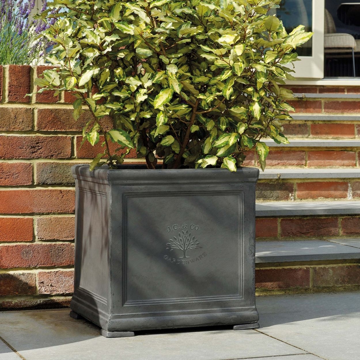 JC & Co Lead Cube Pot 38cm