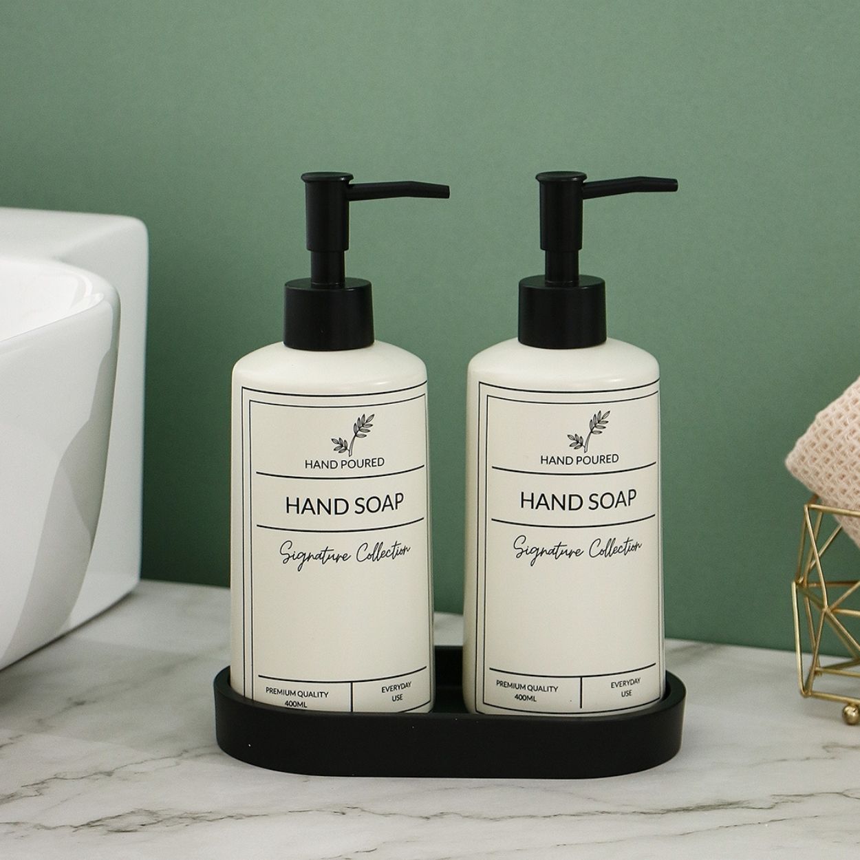 Ceramic Dish Soap and Hand Soap Dispenser Set